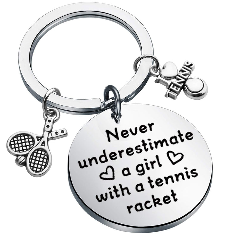 [Australia] - FEELMEM Tennis Girl Gifts Never Underestimate a Girl with a Tennis Racket Bracelet Tennis Jewelry Gifts for Tennis Players Backe to School Gift for Tennis Girl keychain 