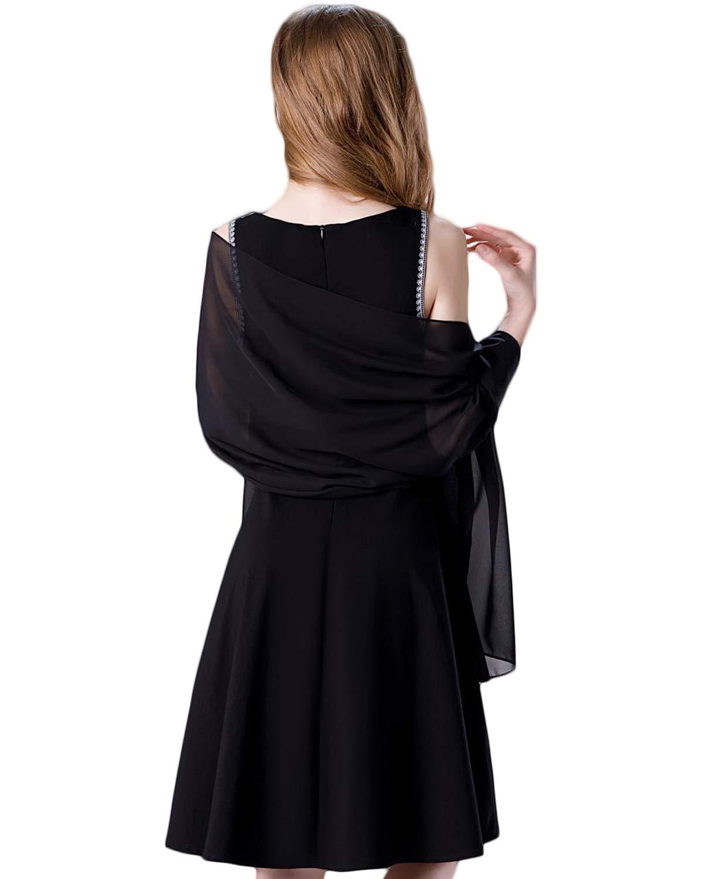 [Australia] - Soft Chiffon Scarve Shawls Wraps for Dresses Women Accessories Black 