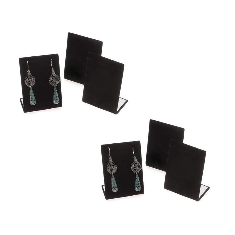 [Australia] - 6 Pieces Black Velvet Leaning Earring Stands/Jewelry Displays 3.5 Inches Tall (Black Velour, 6) Black Velour 