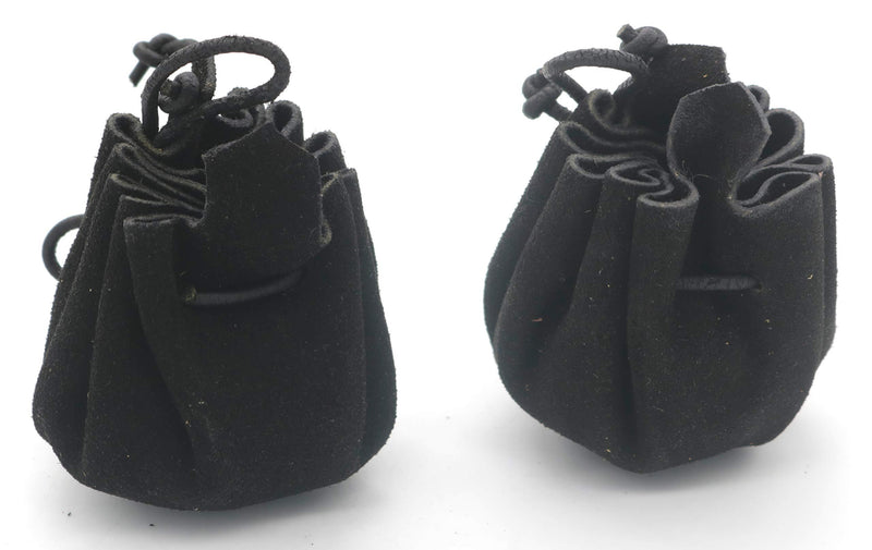 [Australia] - Mythrojan Suede Drawstring Pouches LARP Suede Medieval Trinket Bag set of 2 Black 