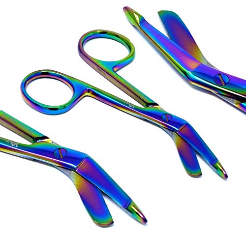 [Australia] - Medical and Nursing Multi Rainbow Color Bandage Scissors 3.5" (8.9cm), High Polish 