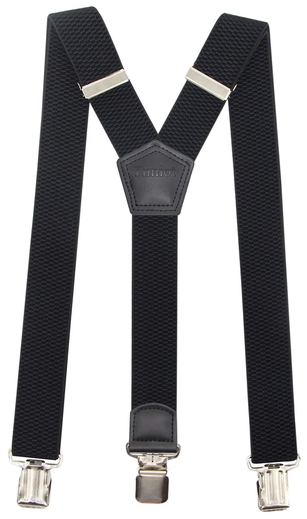 [Australia] - Premium Men's Y-Back Suspenders Stretch Perfect 1.5" Width for Work Style Formal Strong Heavy Duty Clips Black 