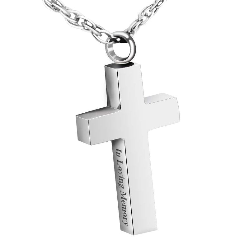 [Australia] - XIUDA Jewelry Cross Urn Necklace Pendant Memorial Ash Jewelry for mom & dad silver 