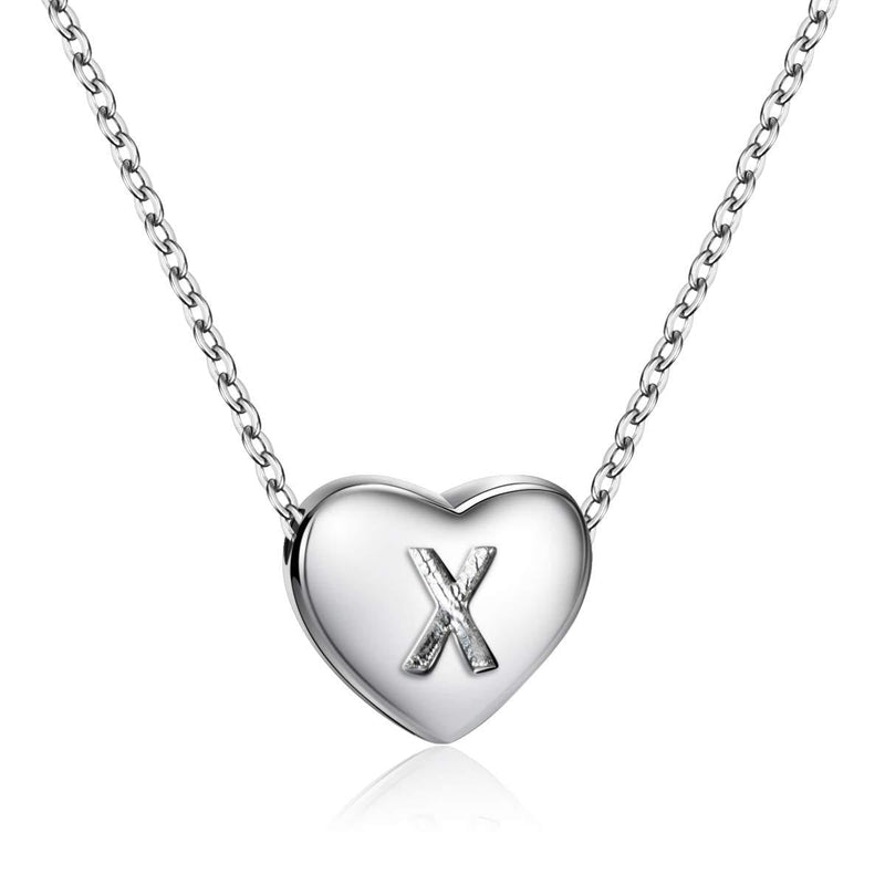 [Australia] - Dainty Initial Necklace S925 Sterling Silver Letters A-Z 26 Alphabet Heart Pendant Necklace for Women Mother's Day Gifts X 