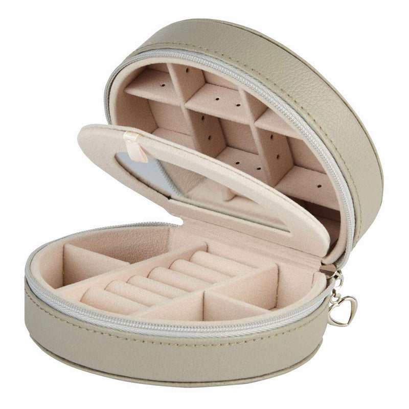 [Australia] - Equuleus Travel Jewelry Box for Women (Taupe Gray) Portable Jewelry, Earring Holder and Ring Storage Case with Compartment Organizer Taupe Gray 