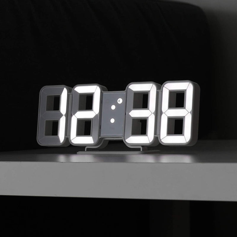 [Australia] - mooas Pure Mini White 3D LED Clock, Multi-Function LED Clock (Calendar, Alarm, Temperature) 
