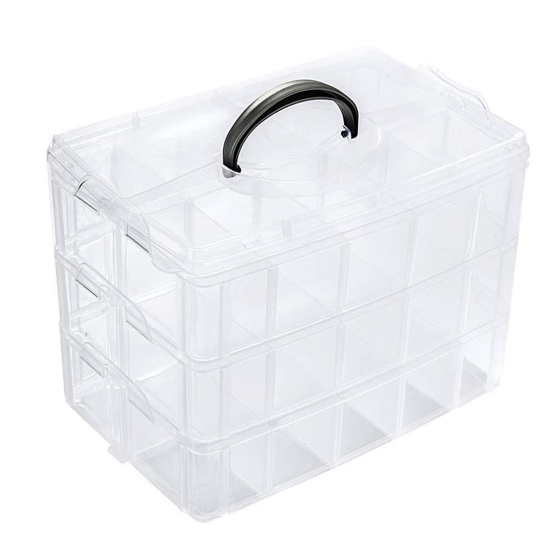 [Australia] - ZLY 3-Tier Demountable Plastic Jewelry Box Organizer Storage Container with Adjustable Dividers 30（Large） Grids Clear XL-30 Grids 