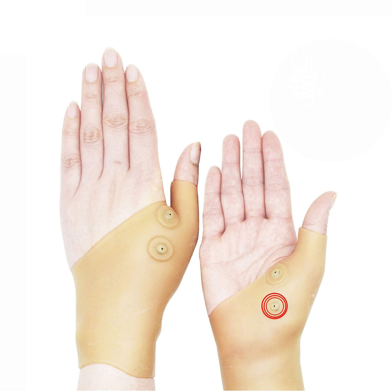 [Australia] - ArthritisHope Wrist and Thumb Support (Skin) - Magnetic Therapy Silicone Gel Glove Protector for Carpal Tunnel, Hand Tendonitis, Typing, Arthritis, Osteoarthritis & Rheumatoid arthritis Pair 