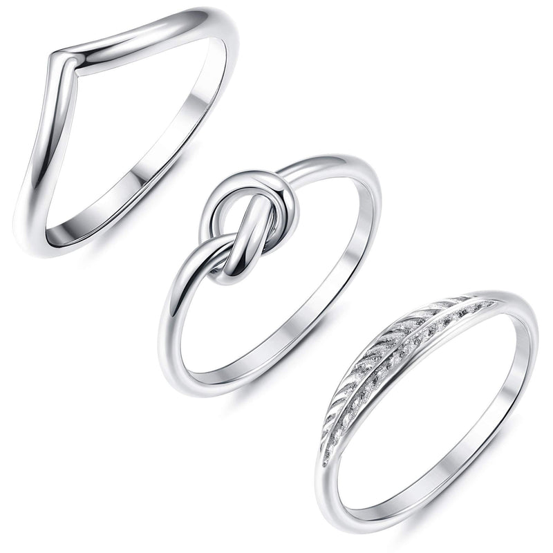 [Australia] - Adramata 3 Pcs Stainless Steel Engagement Wave Ring for Women Cute Thumb Band Rings Set 4 