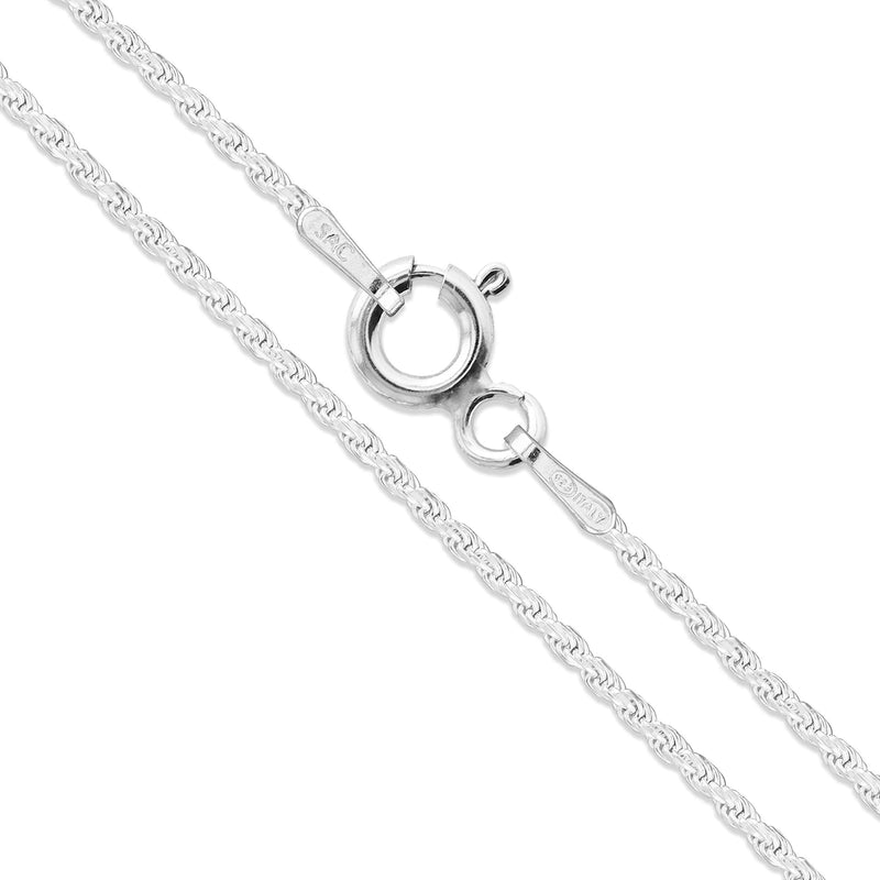 [Australia] - Sterling Silver Diamond-Cut Rope Chain 1.1mm 1.5mm 1.7mm 2mm 2.5mm Solid 925 Italy New Necklace 1.1mm − 16" 