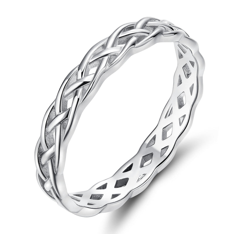 [Australia] - SOMEN TUNGSTEN 925 Sterling Silver Ring 4mm Eternity Celtic Knot Wedding Band for Women Size 3-13 