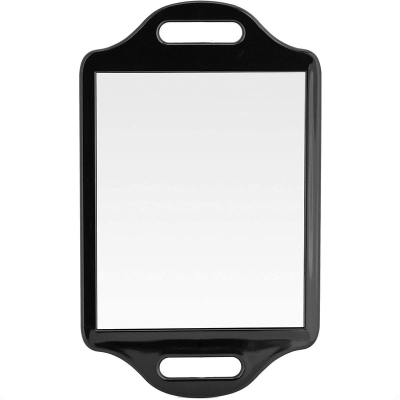 [Australia] - Mirrorvana X-Large Barber Hand Mirror with Double Comfy Grip Twin Handles - Black (14" x 8.5") 