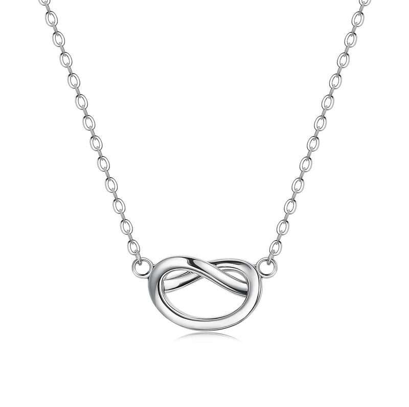[Australia] - Sllaiss 925 Sterling Silver Small Forever Love Knot Necklace Clavicle Necklace for Women Girls Teen Infinity Pendant Bridesmaid Jewelry Gift 