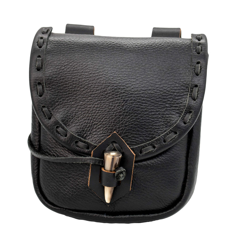 [Australia] - Mythrojan Belt Pouch Renaissance Costume Accessories LARP Waist Bag Cosplay Coin Purse Black Leather 