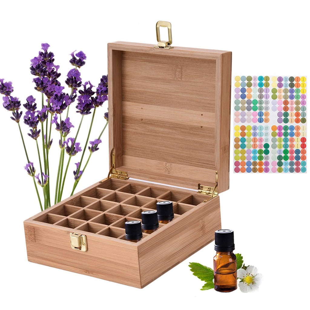 [Australia] - VolksRose Essential Oil Box Organizer, Premium Multi-Tray Essential Oils Storage Container Holds 25 Bottles, Natural Bamboo Aromatherapy Holder Carrying Case (5mL - 20mL) #ob11 #11 