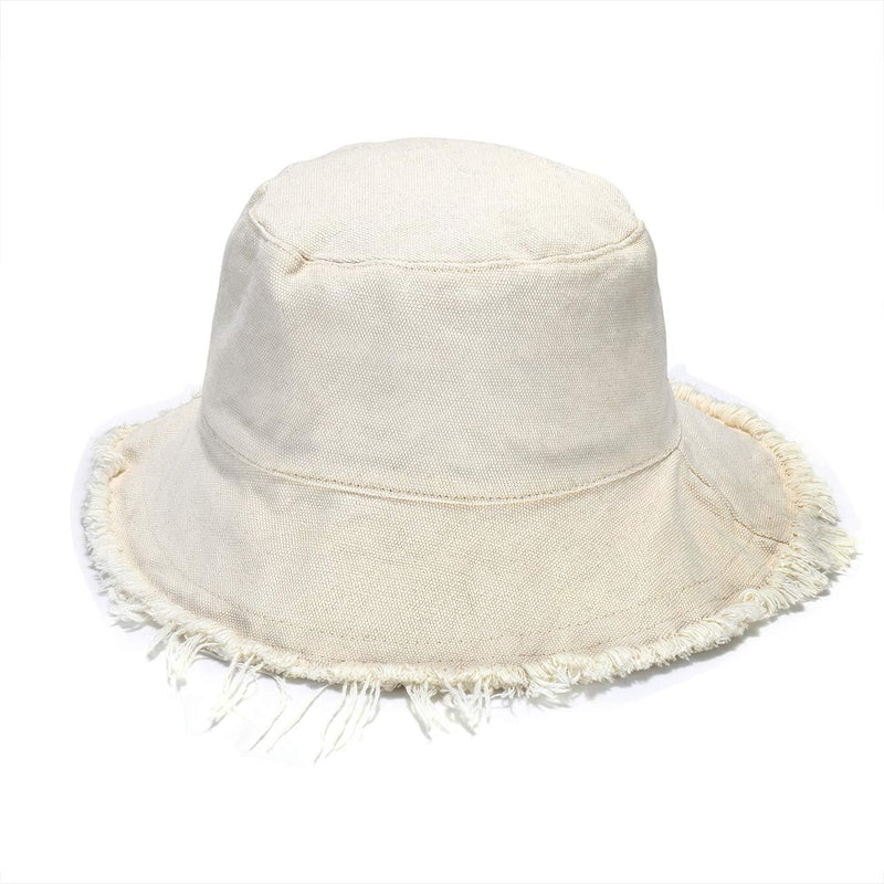 [Australia] - boderier Sun Hats for Women Summer Casual Wide Brim Cotton Bucket Hat Beach Vacation Travel Accessories Beige 