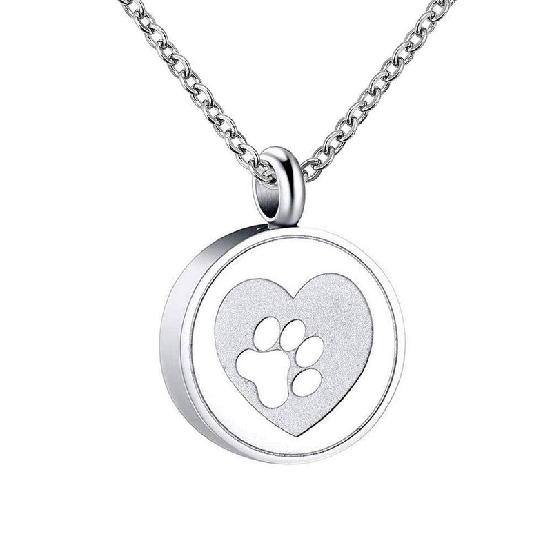 [Australia] - Jesse Ortega Pawprint Forever in My Heart Cremation Jewelry for Ashes Urn Necklace Keepsake Memorial Stainless Steel Pendant Jewelry 