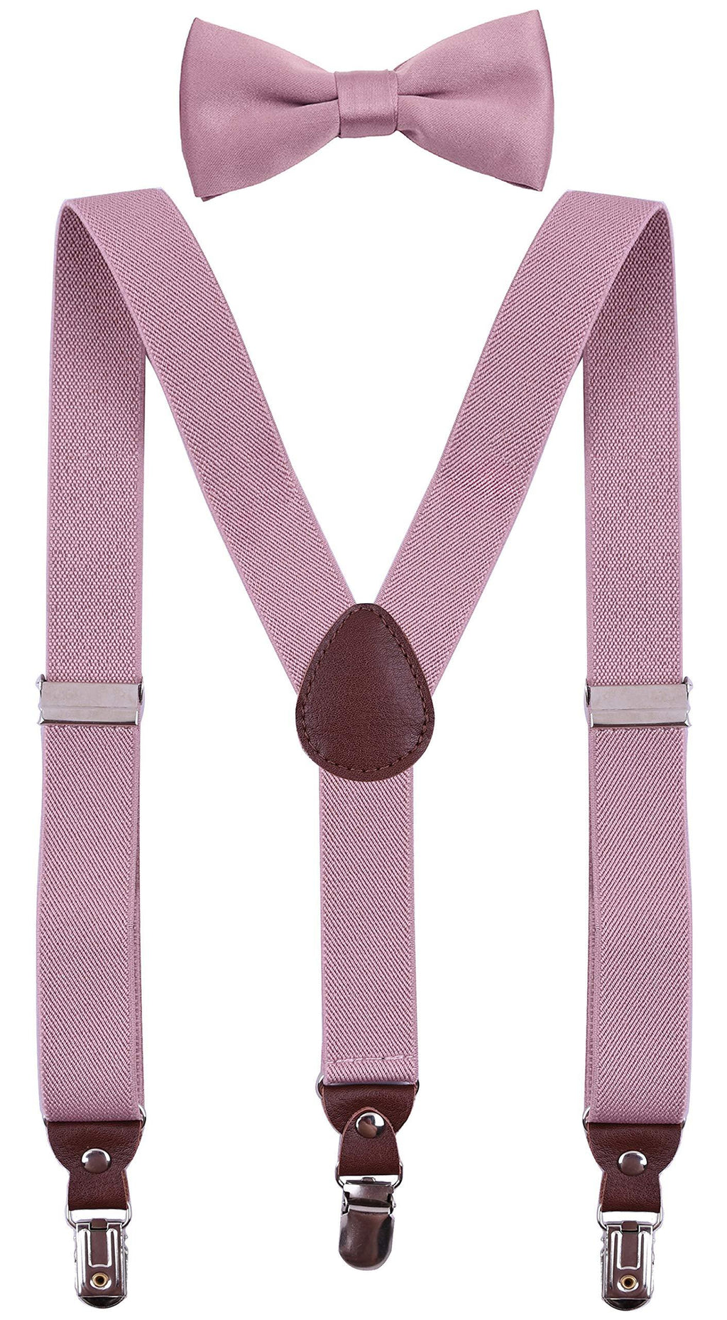 [Australia] - PZLE Men's Boys' Suspenders and Bow Tie Set Adjustable Y Back 24 Inches(0 - 3 yrs) Blush Pink 