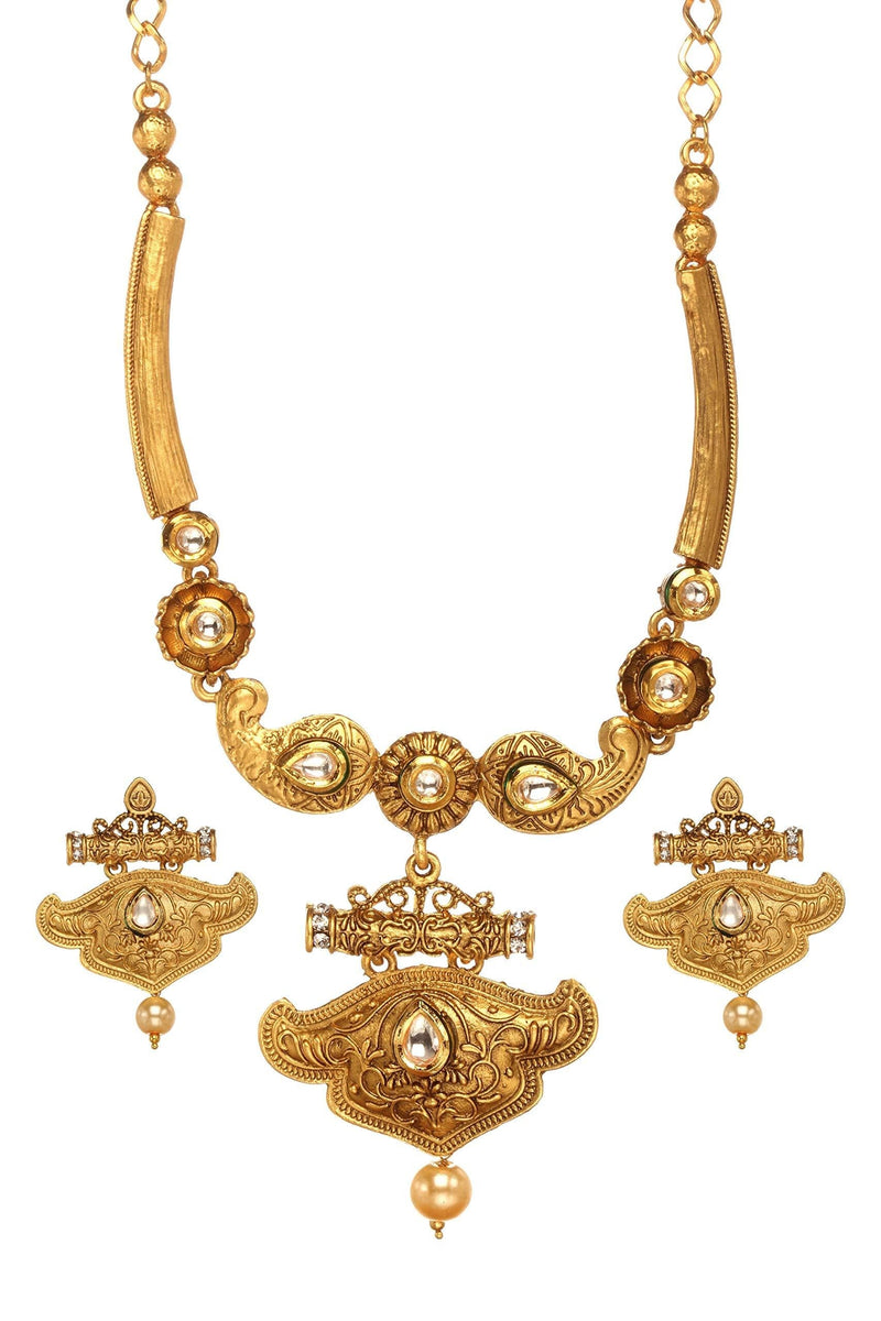 [Australia] - Bindhani Indian Artisan's Bollywood Style Jewellery Traditional Wedding Bridal Fancy Stylish Gold Plated Kundan Necklace Earrings Jewelry Set for Women Style 3 