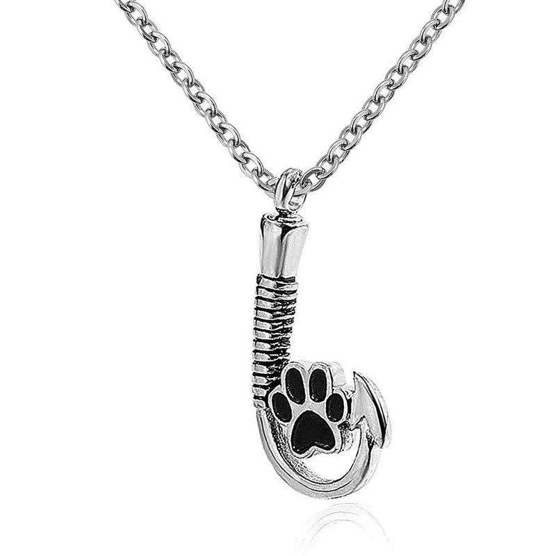 [Australia] - Jesse Ortega Fish Hook Urn Necklace of Ashes Cremation Special Jewelry Keepsake Memorial Stainless Steel Pendant Jewelry Pawprint 