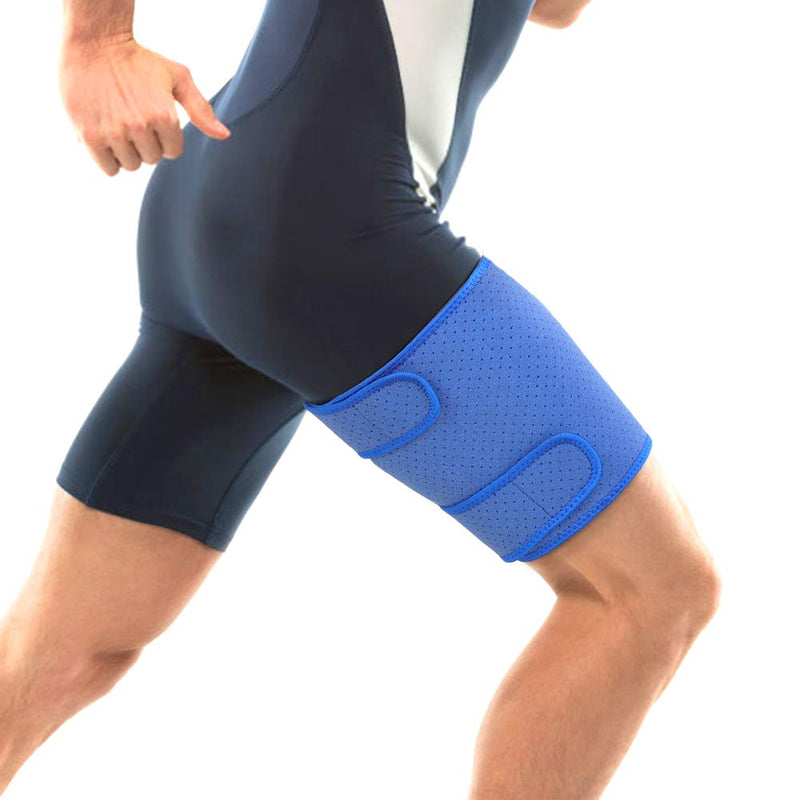 [Australia] - Thigh Support, Super Breathable Thigh Compression Brace Thigh Support Wrap with Anti-Slip Lining for Men & Women Hamstring Injury Prevention and Recovery Blue Thigh Support 