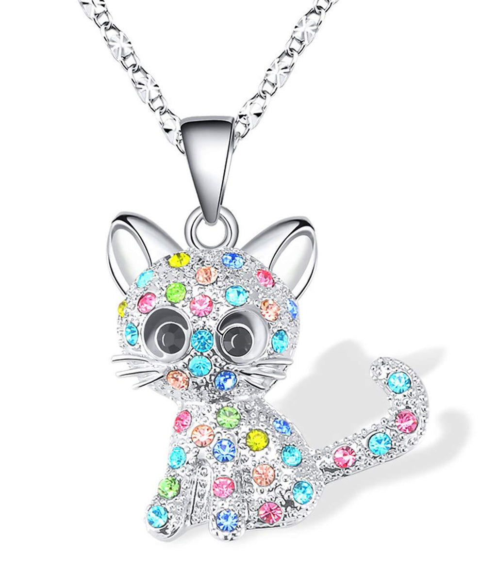 [Australia] - Lanqueen Kitty Cat Pendant Necklace Jewelry for Women Girls Cat Lover Gifts Daughter Loved Necklace 18+2.4 inch Chain A.color(new) 