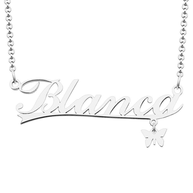 [Australia] - Lifequeen 925 Sterling Silver Love Butterfly Personal Name Necklace Semi-Custom Made Customized Personalized Gift for Girls Boys Women Men Blanca 