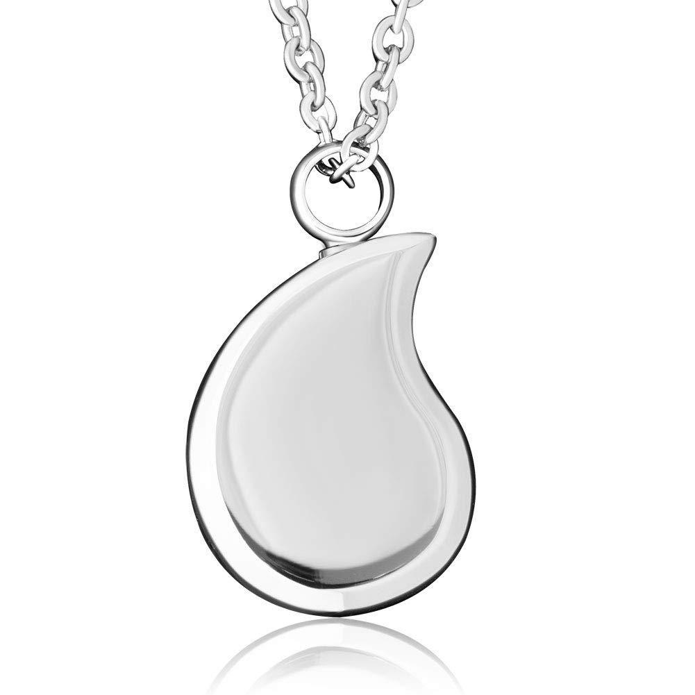 [Australia] - Sug Jsmin Water Drop Teardrop Urn Necklaces for Ashes Stainless Steel Cremation Memorial Jewelry with Fill kit 