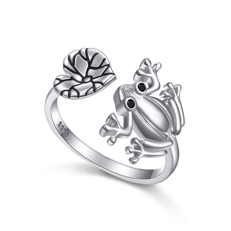 [Australia] - S925 Sterling Silver Frog Heart Necklace Ring Bracelet Earrings Jewelry Set for Women Girl Christmas Gift Ring Size 7 