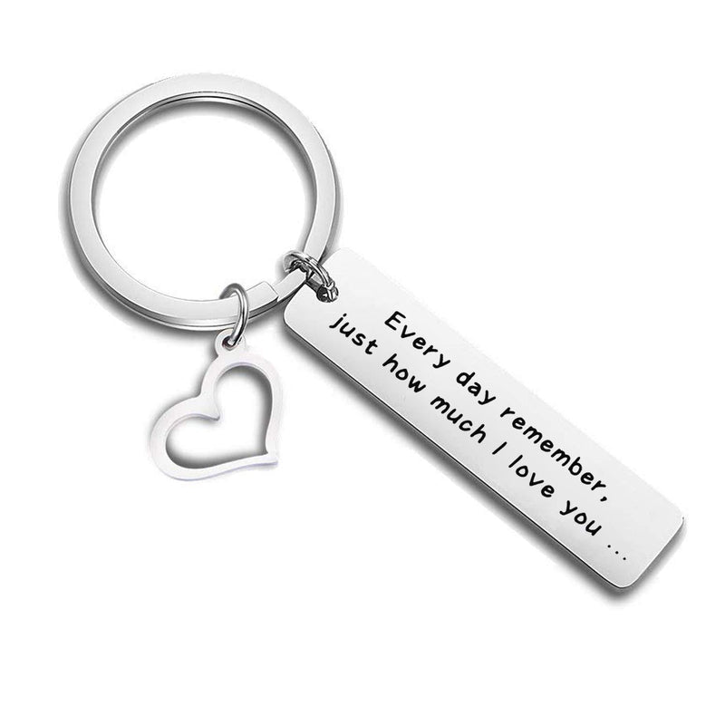 [Australia] - BEKECH Daughter Gift Daughter Keychain Every Day Remember Just How Much I Love You Daughter Jewelry Gift from Mom & Dad silver 