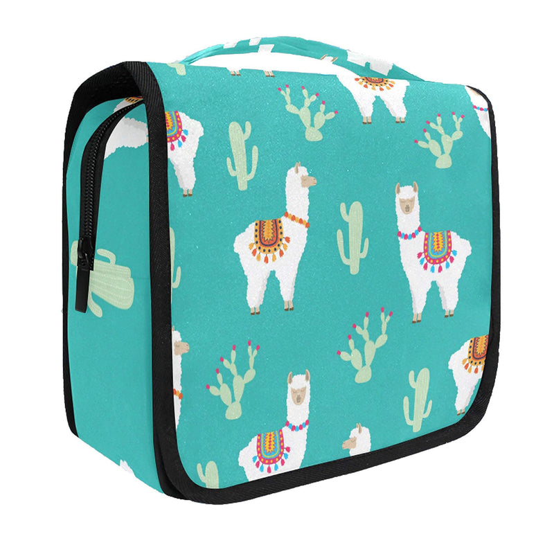 [Australia] - Hanging Travel Toiletry Bag Kit Makeup Case Cosmetics Organizer for Men Women Llama Alpaca And Cactus 