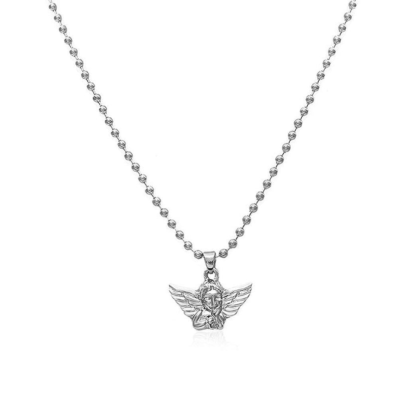 [Australia] - YOOE Angel Baby Wings Pendant Necklace.Cupid Love God Choker Egirl Necklace Infinity Guardian Infant Cherub Neutral Necklace for Women Girls (Silver) 
