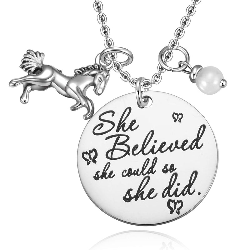 [Australia] - MIXJOY Horse Jewelry Gift for Girls Horse and Pearl Pendant Necklace for Girls Inspirational Gifts for Women Graduation Gift 
