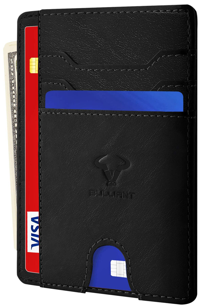 [Australia] - Slim Wallet,BULLIANT Skinny Minimal Thin Front Pocket Wallet Card Holder For Men 7Cards 3.15"x4.5",Gift-Boxed Leather1 Black1397 