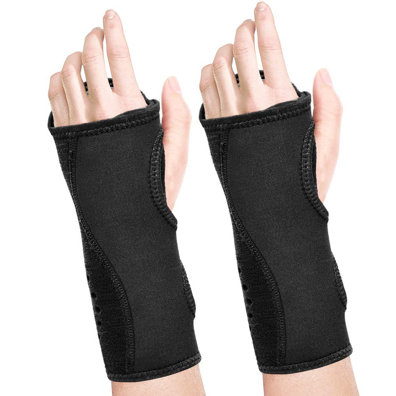 [Australia] - Fibee 2 Pack Night Wrist Sleep Support Brace for Carpal Tunnel Adjustable Compression Wrist Splint for Tendonitis Arthritis Sprains Hand Support with Cushioned beads Padded for Pain Relief Pack of Two 