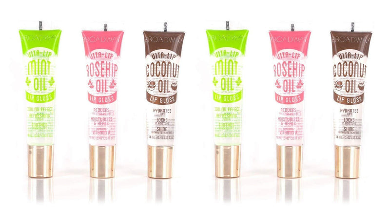 [Australia] - 6-PACKS Kiss Broadway Clear Lip Gloss (Mint,Coconut,Rosehip Oil) # Mint, Rosehip, Coconut 