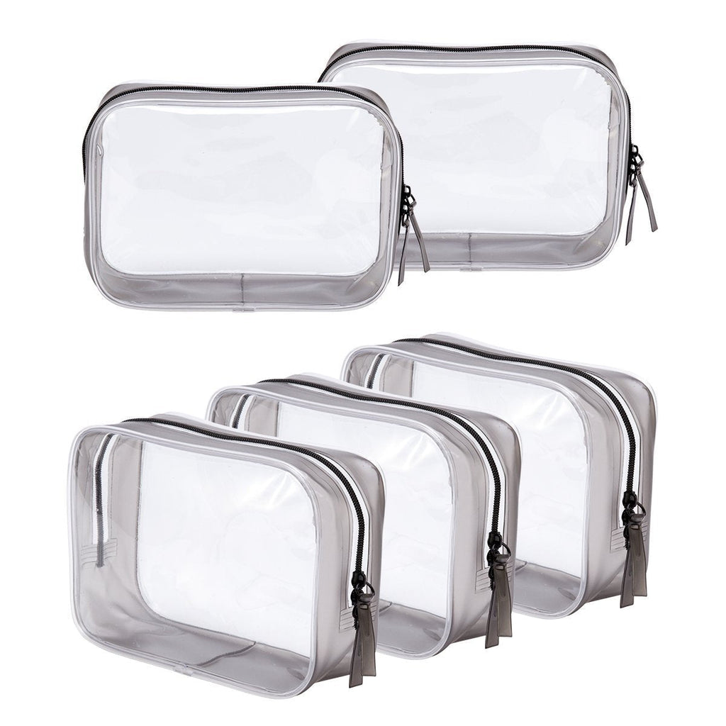 [Australia] - 5 Packs Clear Toiletry Carry Pouch with Zipper Portable PVC Waterproof Cosmetic Bag for Vacation Travel Bathroom and Organizing (5 Large) 