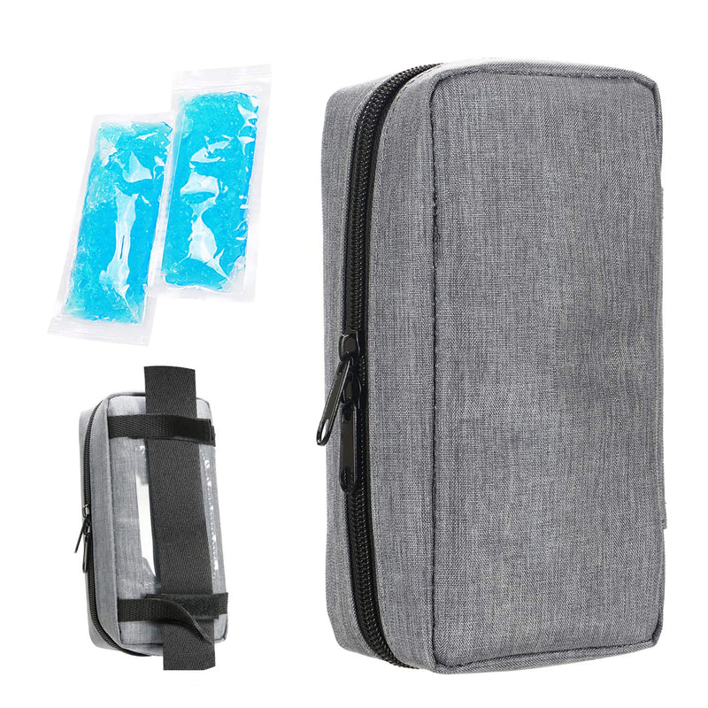 [Australia] - Insulin Cooling Travel Case - Portable Diabetic Supplies Organizer Cooler Bag with 2 Ice Pack by YOUSHARES (Grey) 01 Gray 