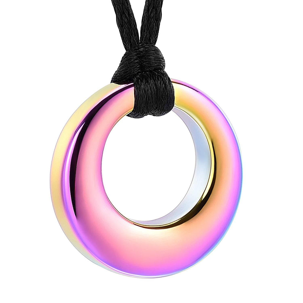 [Australia] - Hearbeingt Cremation Jewelry Urn Necklace for Ashes, Circle of Life Eternity Memorial Pendant Made of 316L Stainless Steel Rainbow 