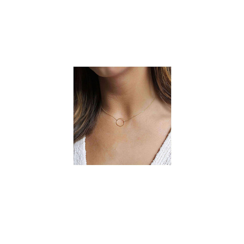 [Australia] - DeScount Dainty Geometric Pendant Necklace,Triangle,Circle,Square,Bar,Star Layering Pendant Necklaces for Women Circle 