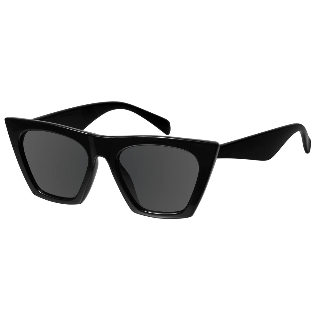 [Australia] - mosanana Square Cat Eye Sunglasses for Women Trendy Style Model-SHINE C1-black 
