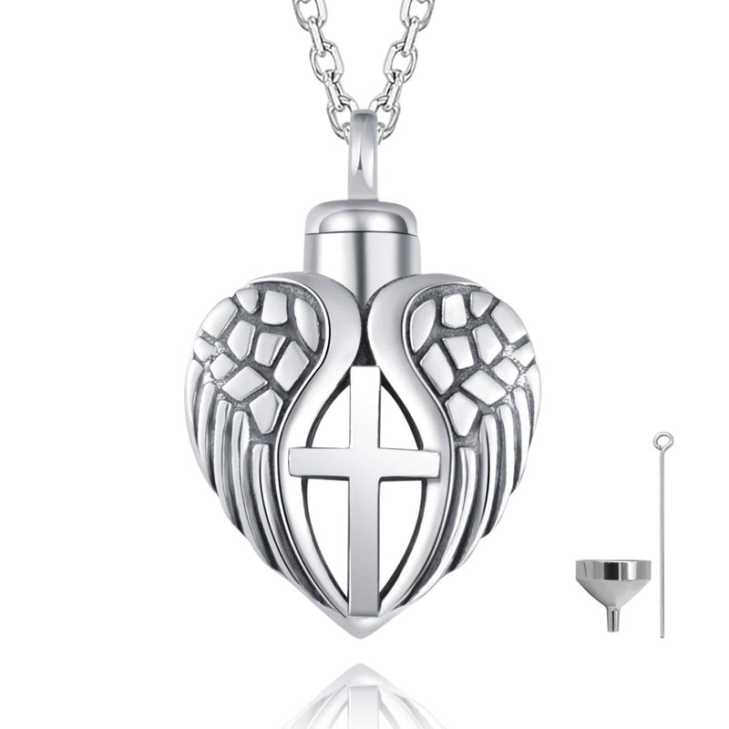 [Australia] - ACJFA 925 Sterling Silver Angel Wings Cremation Jewelry Ash Necklaces Keepsake Memorial Urns Pendant Necklace 