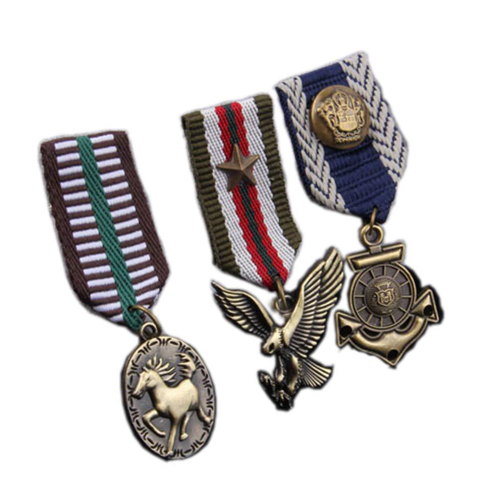 [Australia] - ZTHREAD 3pcs/Pack Military Hero Medals Blazer Suit Stripe Navy Military Badge Brooch Pin 