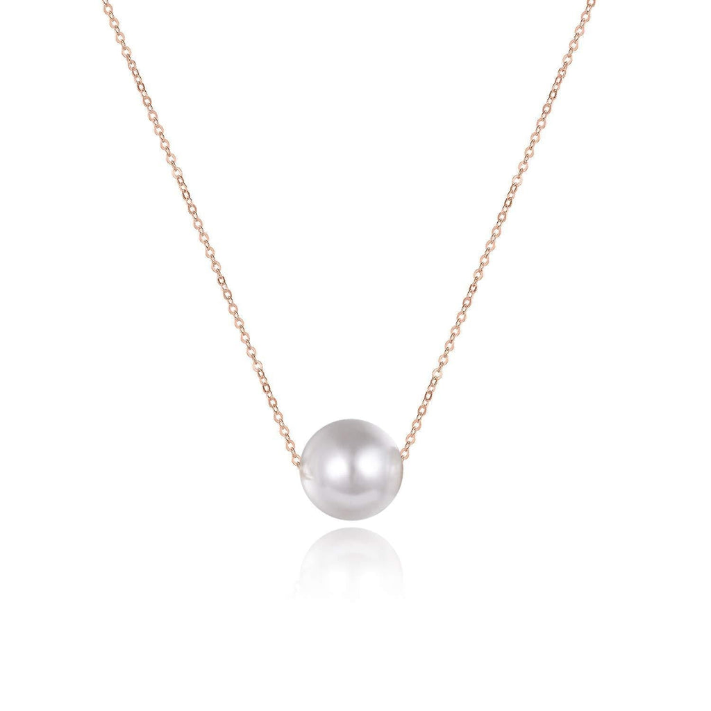 [Australia] - AAAA Single Pearl Choker Sterling Silver Necklace for Women 7-8mm Freshwater Cultured Pearls Wedding Bridesmaids Anniversary 14 16 18 inch D-16"Rose gold plated necklace 
