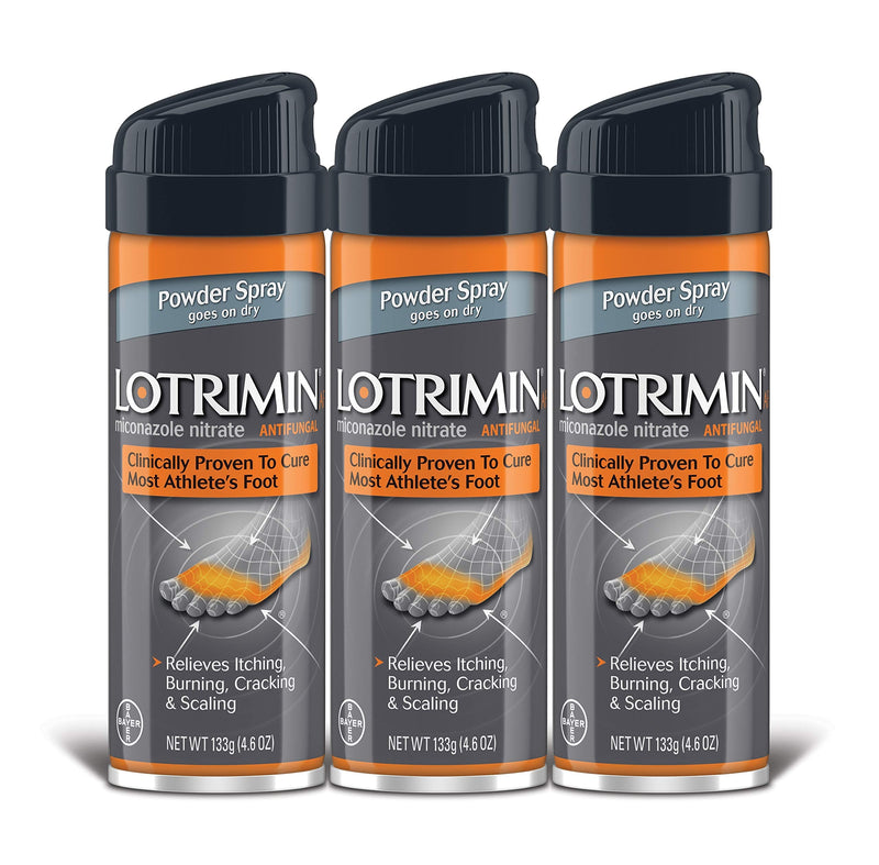 [Australia] - Lotrimin AF Athlete's Foot Powder Spray, Miconazole Nitrate 2%, Clinically Proven Effective Antifungal Treatment of Most AF, Jock Itch and Ringworm, 4.6 Ounces (133 Grams) Spray Can (Pack of 3) 