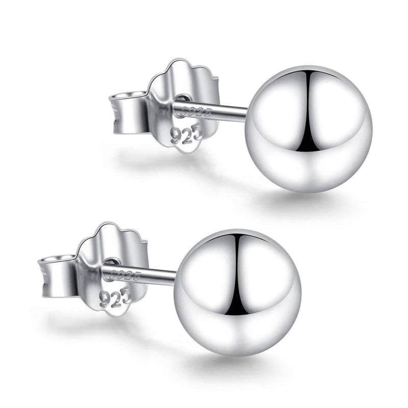 [Australia] - White Gold Sterling Silver Ball Stud Earrings 3mm-10mm Options, Simple Polished Ball Studs Hypoallergenic Jewelry 10mm 