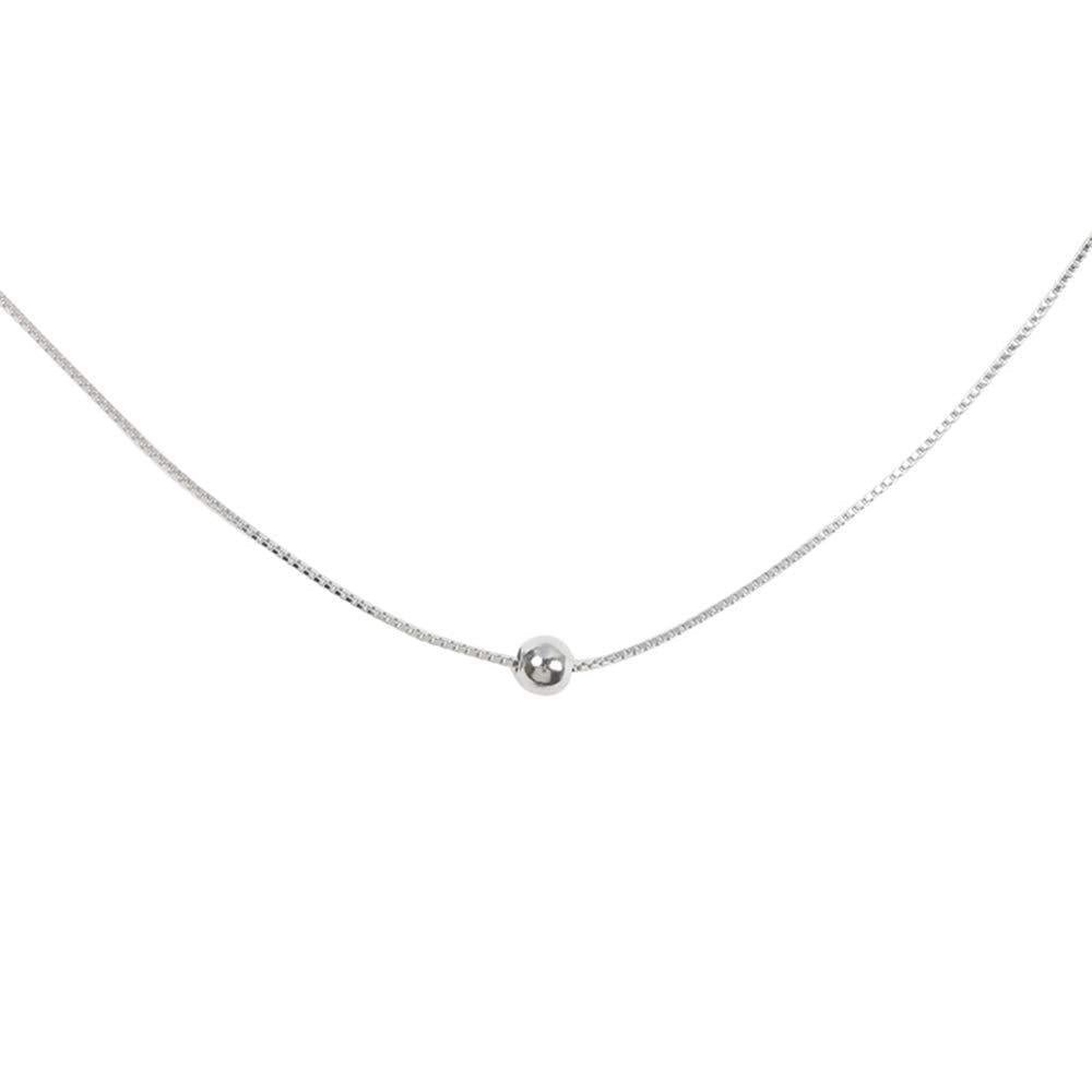 [Australia] - Izpack Minimalist Single Ball Chokers Necklace Sterling Silver Delicate Good Luck Bead Chain Adjustable for Women Girls Nice Gifts 