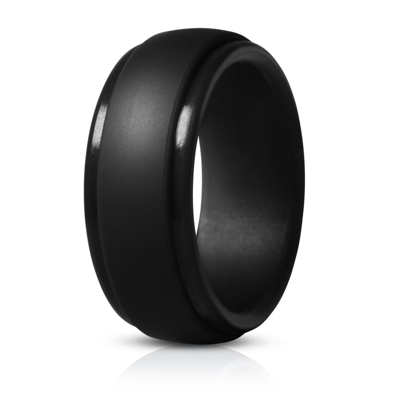 [Australia] - Saco Band Silicone Rings Men - 7 Rings / 1 Ring Rubber Wedding Bands 1 Ring - Black 6.5 - 7 (17.3mm) 