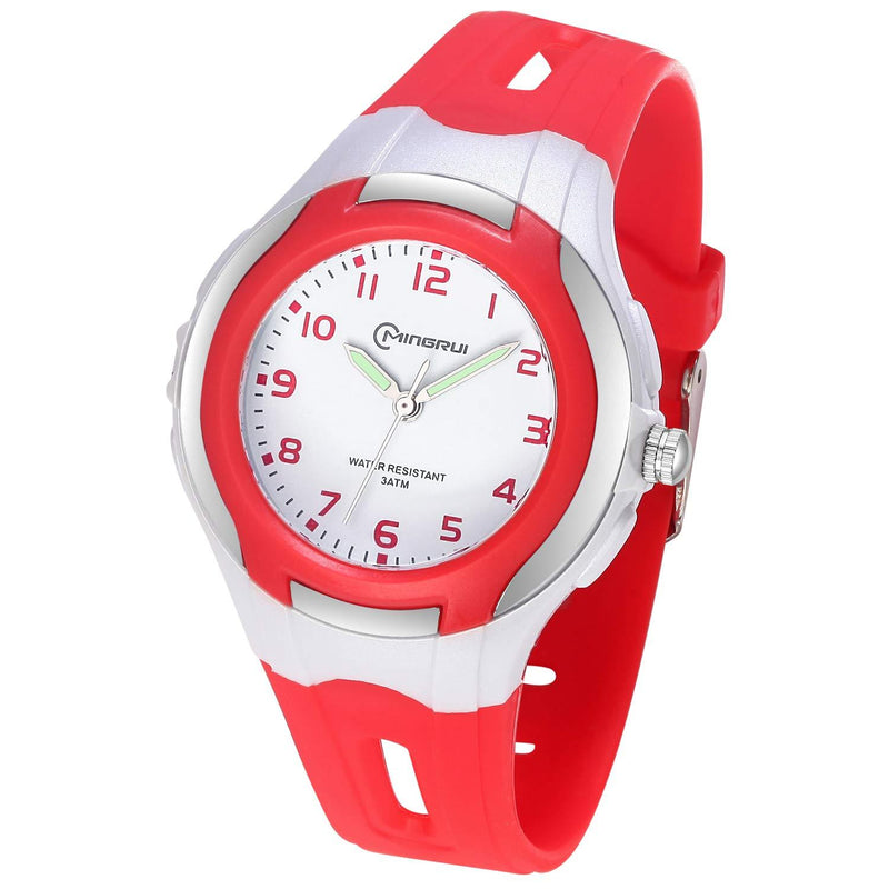 [Australia] - Kids Watches for Girls Boys,Child Analog Waterproof Learning Time Wrist Watch with Glowing Hand Easy to Read Time WristWatches for Kids Red 