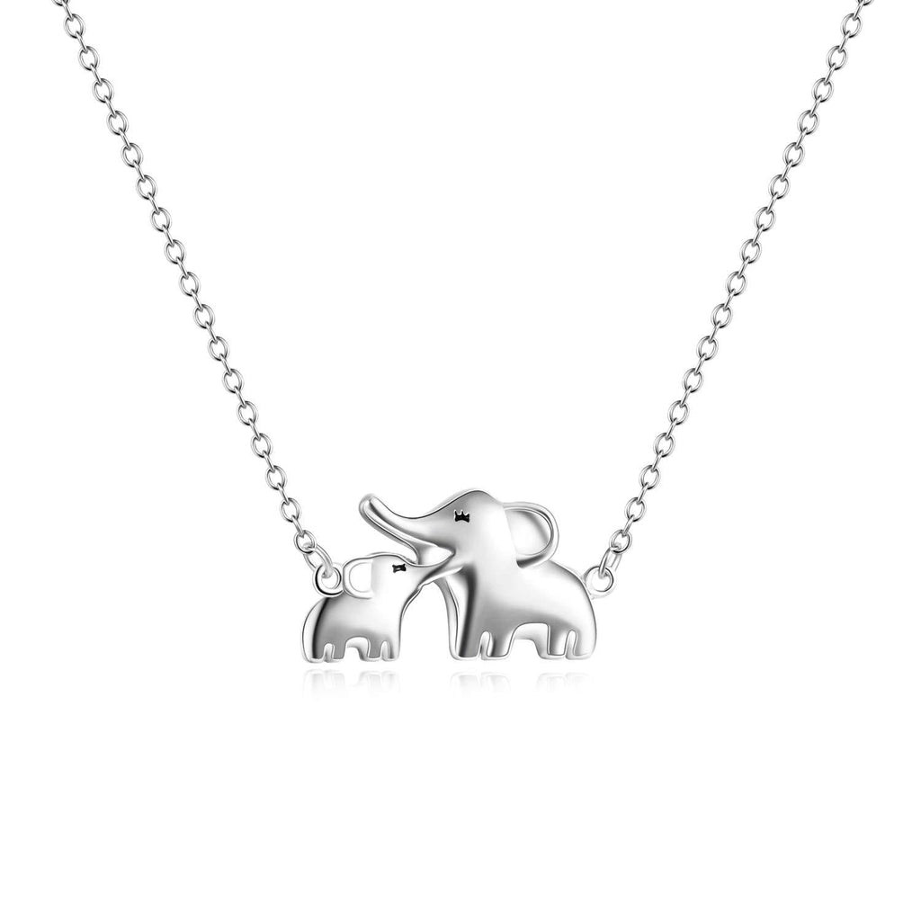 [Australia] - YFN Mom Baby Elephant Necklace Sterling Silver Good Luck Elephant Necklace for Mon Women (mom baby necklace) 